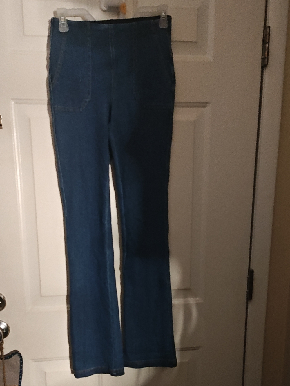 High-Waist Flared Denim Pants Strecth - Blue